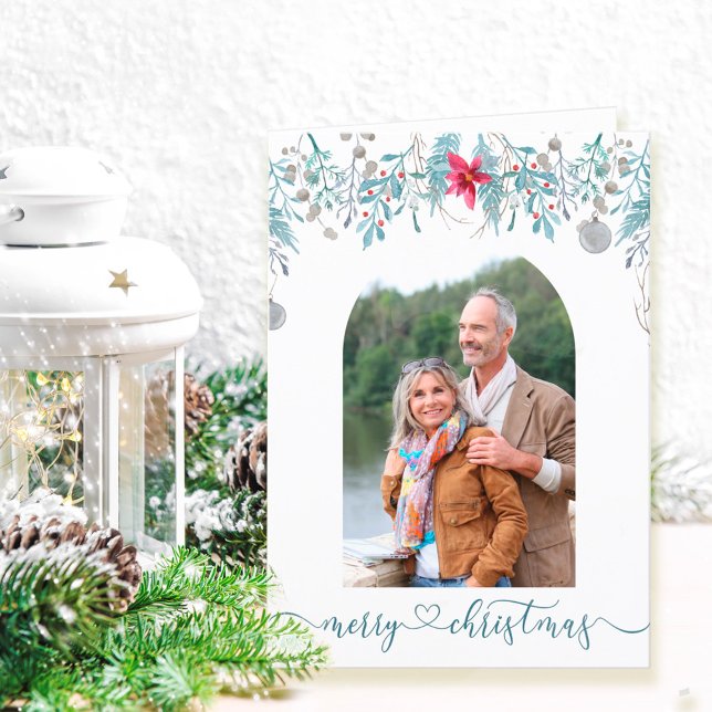 Cartes Pour Fêtes Annuelles Arc de feuillage de forêt d'hiver Photo Élégant Sc (Créateur téléchargé)