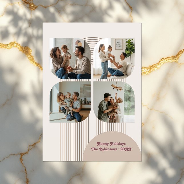 Cartes Pour Fêtes Annuelles Arc de fleurs géométriques modernes pour fêtes et  (Modern Geometric Flower Bubble Arch Holiday Photo Card)