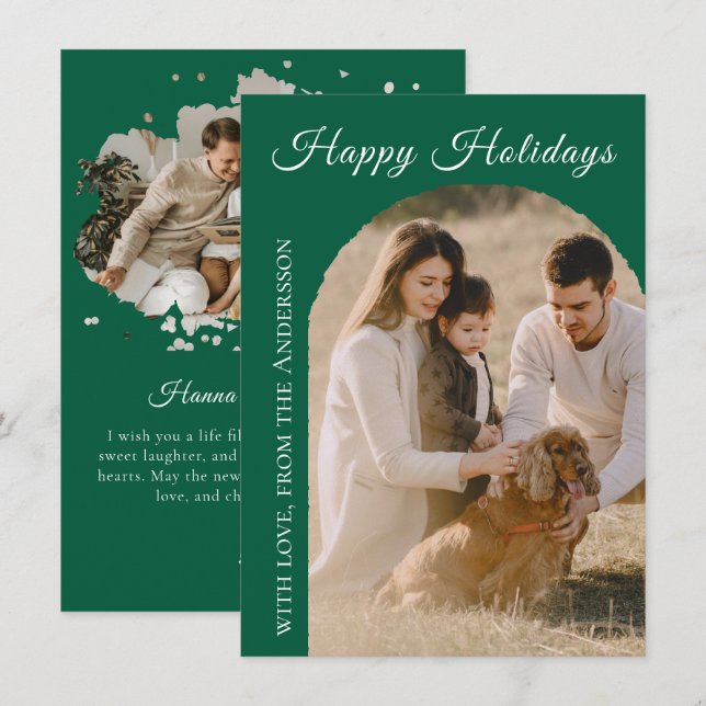 Cartes Pour Fêtes Annuelles Arc de Joyeuses Fêtes 2 Photo (Devant / Derrière)