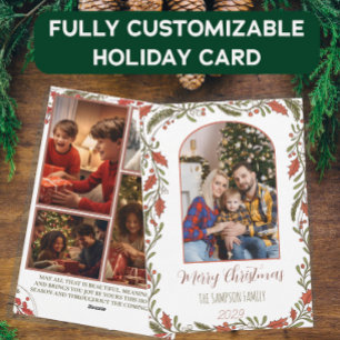 Cartes Pour Fêtes Annuelles Arc de Noël botanique - Photos de famille personna