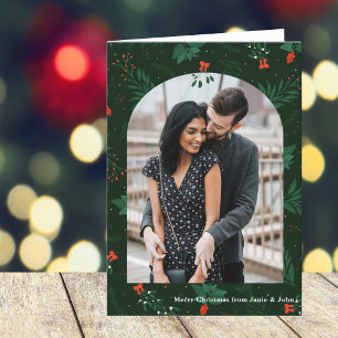 Cartes Pour Fêtes Annuelles Arc de Noël romantique photo Mistletoe plié