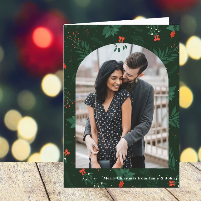 Cartes Pour Fêtes Annuelles Arc de Noël romantique photo Mistletoe plié (Créateur téléchargé)