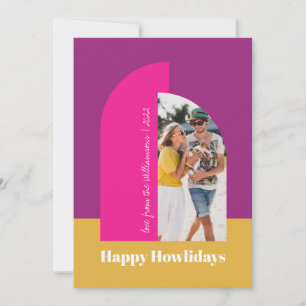 Cartes Pour Fêtes Annuelles Arc de photographie de famille de Noël rose coloré
