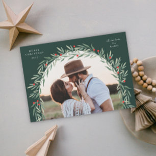 Cartes Pour Fêtes Annuelles Arc de verdure écriture moderne Photo Noël
