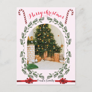 Cartes Pour Fêtes Annuelles Arc de verdure Foliage photo simple joyeux noël