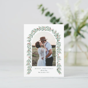 Cartes Pour Fêtes Annuelles Arc de verdure Script moderne Photo Noël