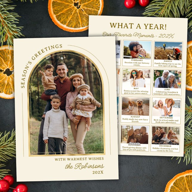 Cartes Pour Fêtes Annuelles Arc d'or moderne année en examen 13 Photo Collage (Créateur téléchargé)