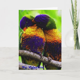Cartes Pour Fêtes Annuelles Arc-en-ciel Lorikeets, mon Valentine