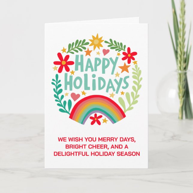 Cartes Pour Fêtes Annuelles Arc-en-ciel mignon teint à la main (Devant)