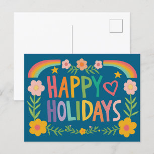 Cartes Pour Fêtes Annuelles Arc-en-ciel mignon teint à la main