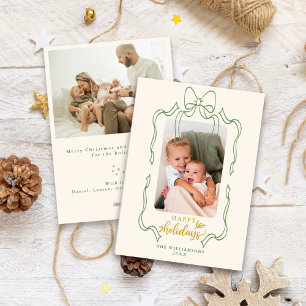 Cartes Pour Fêtes Annuelles Arc en ruban rétro de Noël familial joyeux
