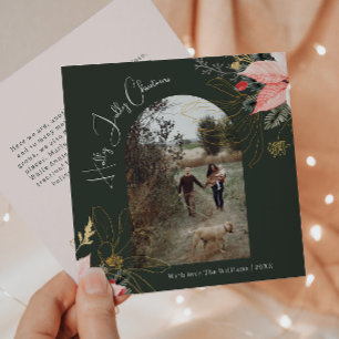Cartes Pour Fêtes Annuelles Arc Floral d'hiver Holly Jolly Christmas One Photo