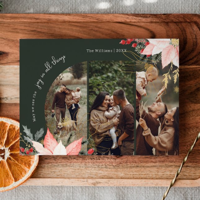 Cartes Pour Fêtes Annuelles Arc Floral D'Hiver Joie Dans Toutes Les Choses Tro (Créateur téléchargé)