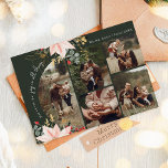 Cartes Pour Fêtes Annuelles Arc Floral D'Hiver Joie En Toutes Choses Cinq Phot<br><div class="desc">Cette arche fleurie d'hiver joie en toutes choses cinq carte de vacances photo a un design fantaisiste et élégant avec des illustrations d'aquarelle vibrante de poinsettias rouges et roses et de délicate verdure d'hiver. Avec des éléments botaniques chics comme le pin, le houx et les baies d’hiver, la palette colorée...</div>