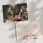 Cartes Pour Fêtes Annuelles Arc Floral D'Hiver Joie En Toutes Choses Cinq Phot<br><div class="desc">Cette arche fleurie d'hiver joie en toutes choses cinq carte de vacances photo a un design fantaisiste et élégant avec des illustrations d'aquarelle vibrante de poinsettias rouges et roses et de délicate verdure d'hiver. Avec des éléments botaniques chics comme le pin, le houx et les baies d’hiver, la palette colorée...</div>