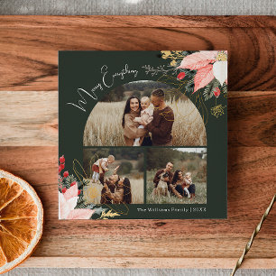Cartes Pour Fêtes Annuelles Arc Floral d'hiver Joyeux Tout trois photos