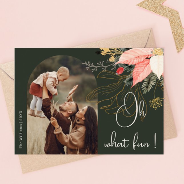 Cartes Pour Fêtes Annuelles Arc Floral d'hiver Oh What fun Two Photo (Créateur téléchargé)