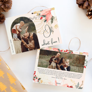 Cartes Pour Fêtes Annuelles Arc Floral d'hiver rose Oh Quel plaisir Deux photo