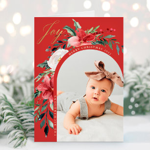 Cartes Pour Fêtes Annuelles Arc floral élégant et photo