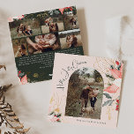 Cartes Pour Fêtes Annuelles Arc Floral Rose Holly Jolly Noël Sept Photo<br><div class="desc">Cette carte de vacances à sept photos à voûte fleurie rose sainte joyeux Noël a un design fantasque et élégant avec des illustrations d'aquarelle vibrante de poinsettias rouges et roses et une délicate végétation hivernale. Avec des éléments botaniques chics comme le pin, le houx et les baies d’hiver, la palette...</div>