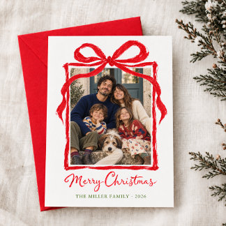 Cartes Pour Fêtes Annuelles Arc manuscrite simple et unique pour photo de Noël