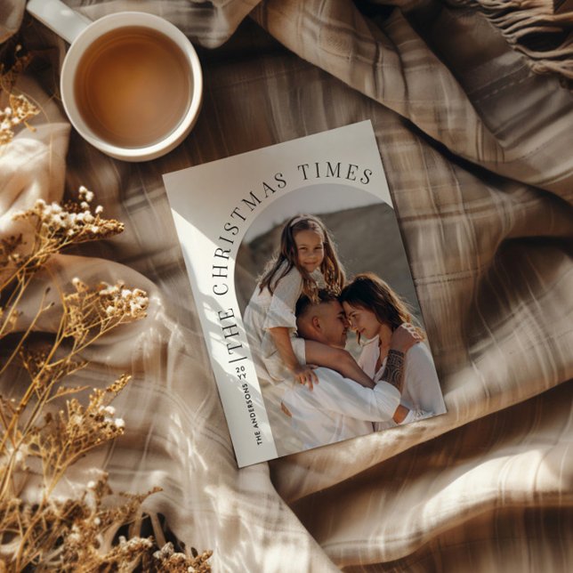 Cartes Pour Fêtes Annuelles Arc moderne 12 année photo en revue Noël (Créateur téléchargé)