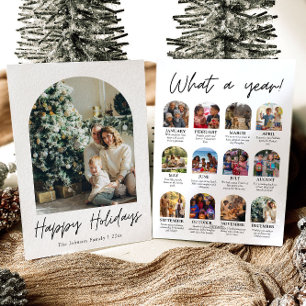 Cartes Pour Fêtes Annuelles Arc moderne année en revue Photo de famille Noël