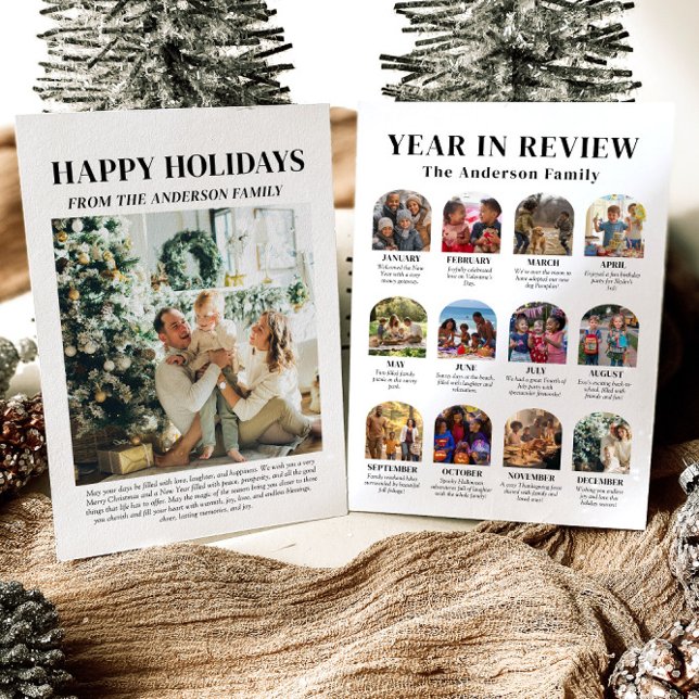 Cartes Pour Fêtes Annuelles Arc moderne année en revue Photo de famille Noël (Créateur téléchargé)