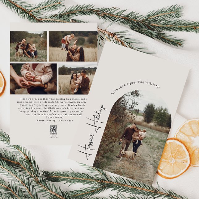 Cartes Pour Fêtes Annuelles Arc moderne Boho Beige Joyeux Jours de vacances 5  (Créateur téléchargé)