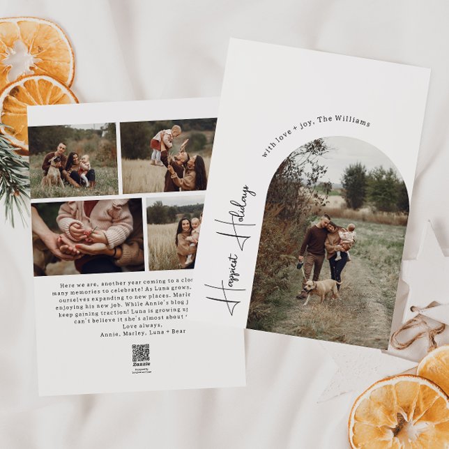 Cartes Pour Fêtes Annuelles Arc moderne Boho Happest Holidays Cinq Photo (Créateur téléchargé)