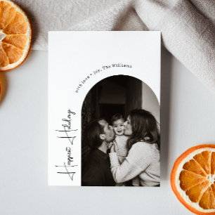 Cartes Pour Fêtes Annuelles Arc moderne Boho Happest Holidays Vertical Photo