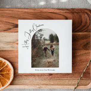 Cartes Pour Fêtes Annuelles Arc moderne Boho Holly Jolly Christmas One Photo