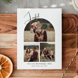 Cartes Pour Fêtes Annuelles Arc moderne Boho Joyeux Trois photos Noël