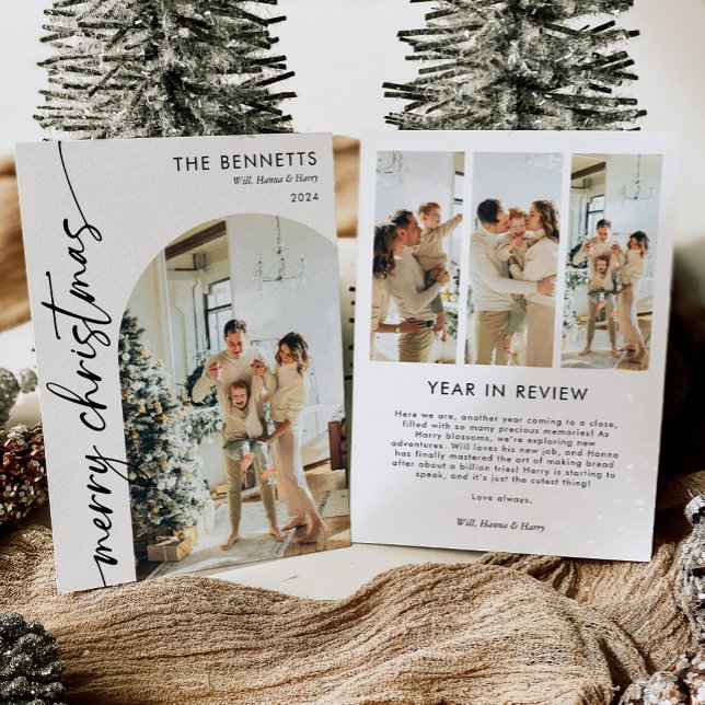 Cartes Pour Fêtes Annuelles Arc moderne Boho Noël photo année d'examen (Créateur téléchargé)