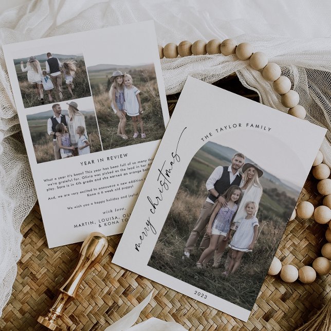 Cartes Pour Fêtes Annuelles Arc moderne Boho Noël photo année d'examen (Créateur téléchargé)