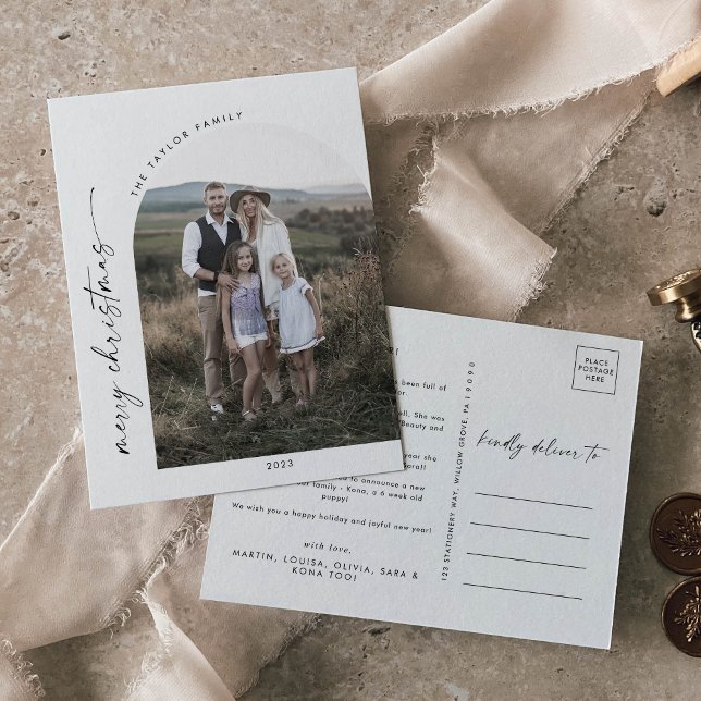 Cartes Pour Fêtes Annuelles Arc moderne Boho Noël photo année d'examen (Créateur téléchargé)