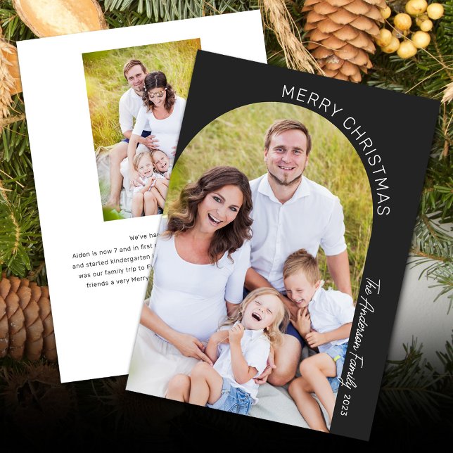 Cartes Pour Fêtes Annuelles Arc moderne élégant 2 Photo Noël (Créateur téléchargé)