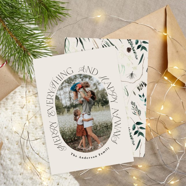 Cartes Pour Fêtes Annuelles Arc moderne photo élégante typographie botanique (Créateur téléchargé)