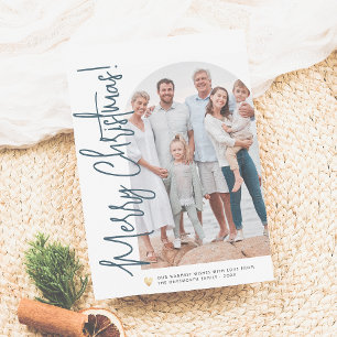 Cartes Pour Fêtes Annuelles Arc photo de Noël & Coeur d'or COULEUR ÉDITABLE