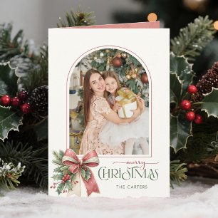 Cartes Pour Fêtes Annuelles Arc Photo Élégant Nœud Papillon Joyeux Noël