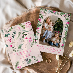 Cartes Pour Fêtes Annuelles Arc rose et verdoyant Joyeux Noël Photo