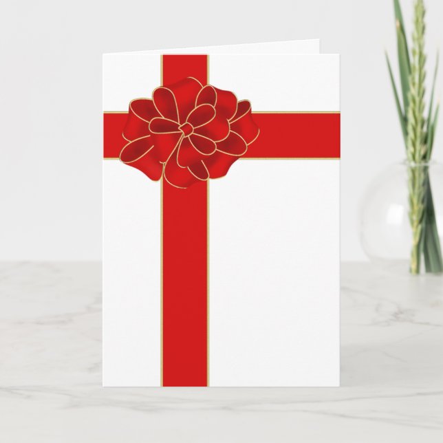 Cartes Pour Fêtes Annuelles Arc rouge de Noël (Devant)