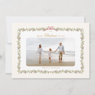 Cartes Pour Fêtes Annuelles arc traditionnel cadre photo botanique de noël