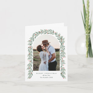 Cartes Pour Fêtes Annuelles Arc vert élégant Moderne 2 Photo Noël