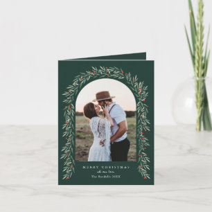 Cartes Pour Fêtes Annuelles Arc vert élégant Moderne 2 Photo Noël