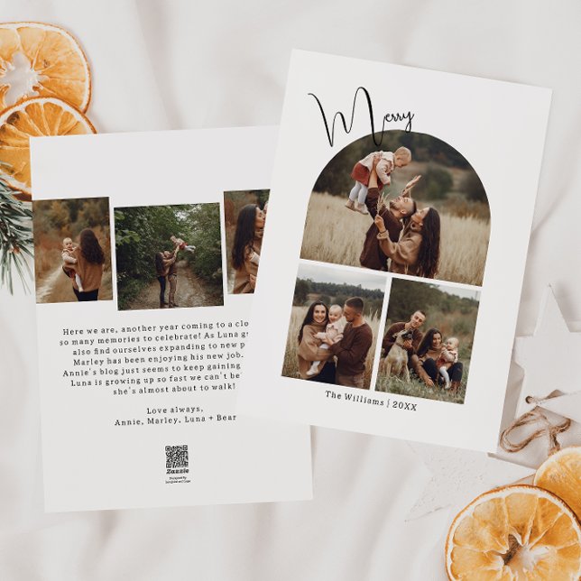 Cartes Pour Fêtes Annuelles Arch Boho Joyeux Six Photo Noël (Créateur téléchargé)