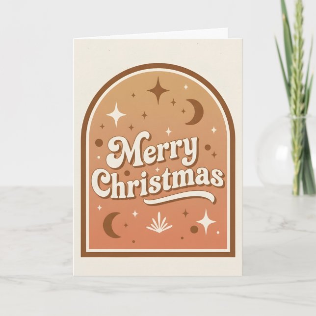 Cartes Pour Fêtes Annuelles Arch Frame Boho Retro Merry Christmas (Devant)