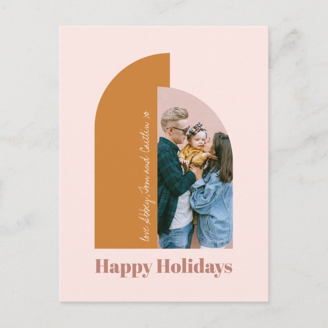 Cartes Pour Fêtes Annuelles Arch moderne Blush Dusty Pink Pastel Photo Happy (Devant)