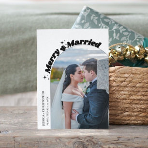 Cartes Pour Fêtes Annuelles Arch moderne Joyeux & Mariage de Noël marié