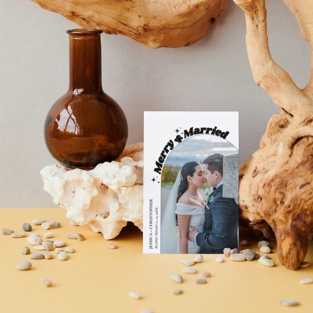 Cartes Pour Fêtes Annuelles Arch moderne Joyeux & Mariage de Noël marié (Créateur téléchargé)